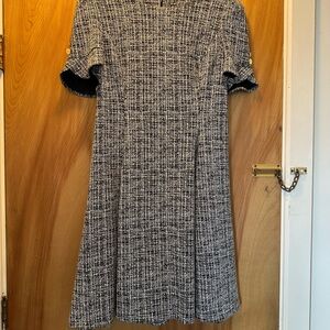 DKNY Black and White Tweed Mini Dress